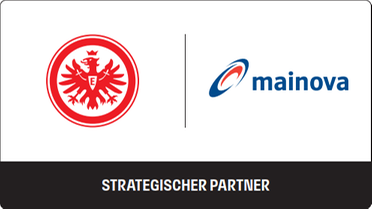 Die Logos von Eintracht Frankfurt und Mainova nebeneinander