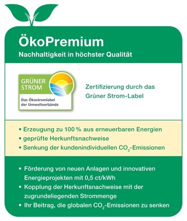 ÖkoPremium – Nachhaltigkeit in höchster Qualität (weitere Informationen dazu im nachfolgenden Text)