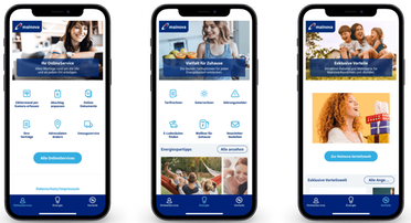 Drei Ansichten der Mainova App